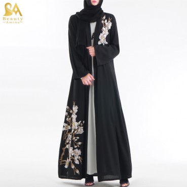 Manufacturers stock embroidery cardigan dubai dress KJ Muslim robe women