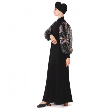 Muslim Womens Fall/Winter Dress Puff Sleeve Robe