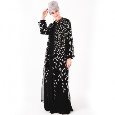 Spot e-commerce Islamic Muslim womens cardigan sequin embroidery outer outfit