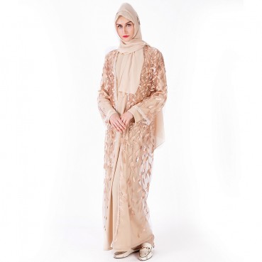 Spot e-commerce Islamic Muslim womens cardigan sequin embroidery outer outfit