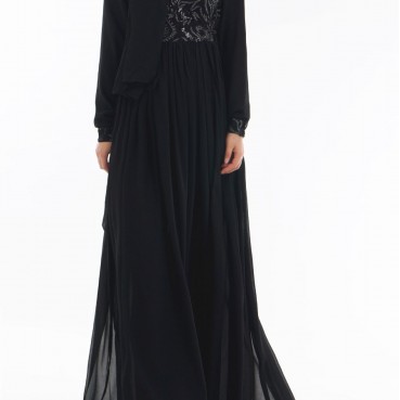 Europe, America and Southeast Asia Fashion 3D Embroidered Abaya Muslim Dress Womens Clothing