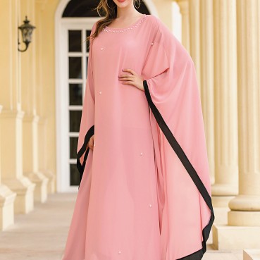 Hand-beaded pink cloak, new robe, beach travel, seaside blouse