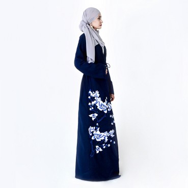 Manufacturers stock embroidery cardigan dubai dress KJ Muslim robe women