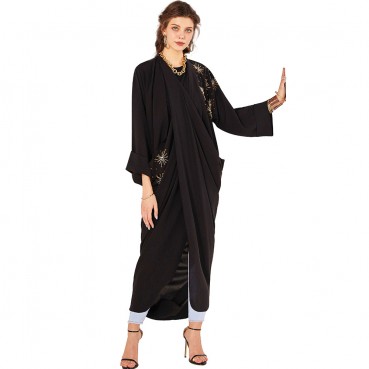 Two-wear hand-stitched beaded tube jacket, Middle Eastern clothing, womens clothing ins kaftan abaya