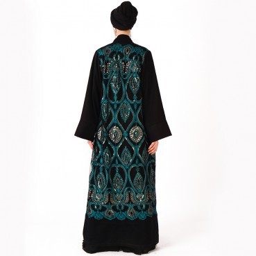 Middle Eastern robe sequin embroidery loose open placket for womens clothing