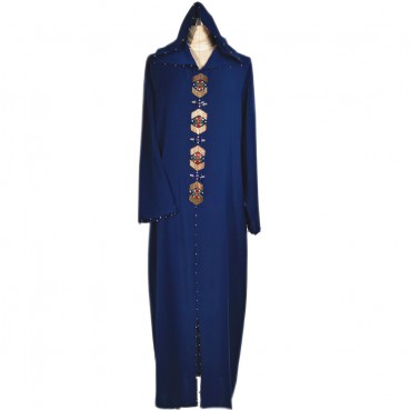 Tibetan blue gold tube Moroccan style Middle Eastern light luxury hand-sewn diamond robe abaya Muslim womens clothing