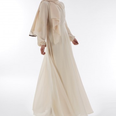 Chiffon Muslim yarn skirt with long-sleeved dress Muslim womens robe summer