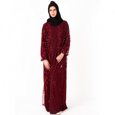 Spot e-commerce Islamic Muslim womens cardigan sequin embroidery outer outfit