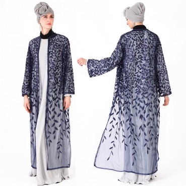 Spot e-commerce Islamic Muslim womens cardigan sequin embroidery outer outfit