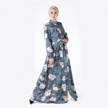 Three-dimensional digital printing long-sleeved dress ethnic womens clothing Middle Eastern womens clothing