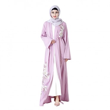 Manufacturers stock embroidery cardigan dubai dress KJ Muslim robe women