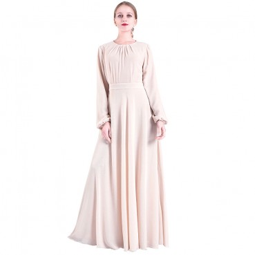 Chiffon European and American long-sleeved dress Muslim womens clothing