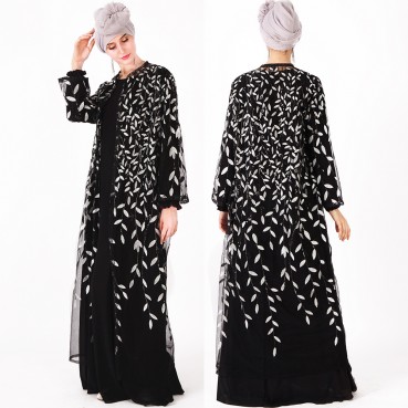 Spot e-commerce Islamic Muslim womens cardigan sequin embroidery outer outfit