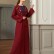 Dark red handmade flowers and diamonds Muslim dress Arab robe cardigan open kimono