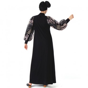 Muslim Womens Fall/Winter Dress Puff Sleeve Robe