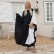 Black and white contrast color cloak dress casual slim loose robe womens arabic robe