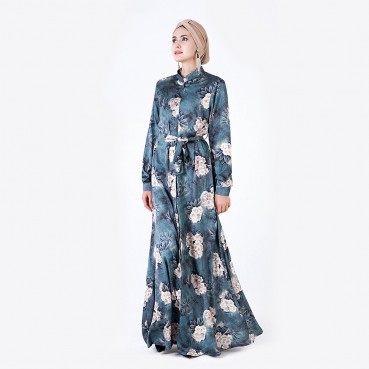 Three-dimensional digital printing long-sleeved dress ethnic womens clothing Middle Eastern womens clothing