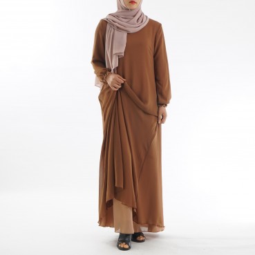 ins high-density chiffon double-sided wear basic Muslim womens clothing abaya muslim dress