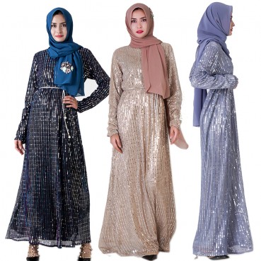 New Muslim fashion elegant sequin dress