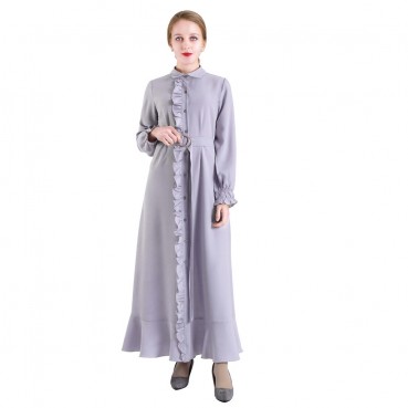 Wooden ear belt cardigan ethnic style dress European and American conservative womens clothing