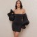 2021 word shoulder fluffy dress womens autumn new style photo leader wild lantern sleeve tube top dress autumn and