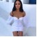 2021 European and American womens pointed shoulders shoulder fluffy dress pleats bag hip skirt women dress