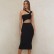 European and American autumn new shoulder tube breast long solid color party fashion dress female