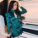 European and American womens autumn new long-sleeved irregular Water leaves sexy satin bubble sleeve dress