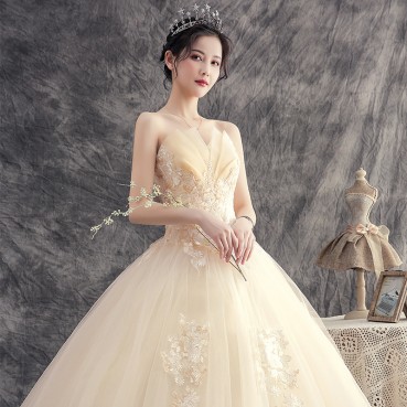 Wedding bride 2021 new champagne pregnant women large size Sen system super fairy small son temperament dream travel