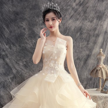 Wedding bride 2021 new champagne pregnant women large size Sen system super fairy small son temperament dream travel