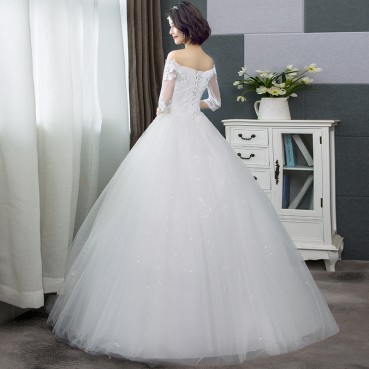 Wedding 2021 new winter Korean version of the bride wedding white lace large size slim slim wedding dress