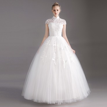 French light wedding dress 2021 new Niang Niang Sen launched a gauze, super fairy, simple conservative, small child