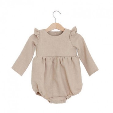 INS explosion models newborn baby continuous clothes long-sleeved baby romper solid color cotton and linen jesit