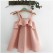 INS new girl cotton and linen solid color suspender dress fashion lotus leaf pale skirt girls