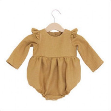 INS explosion models newborn baby continuous clothes long-sleeved baby romper solid color cotton and linen jesit