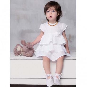 New girls dress cotton and linen solid color three-layer dress princess dress custom wholesale manufacturers spot