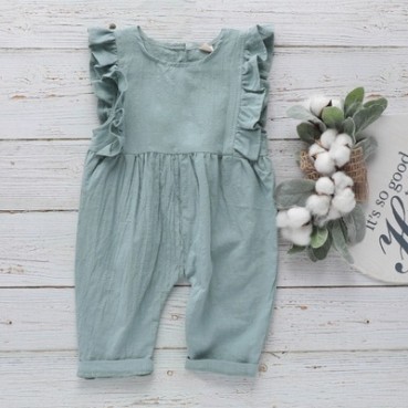 INS new girls solid color cotton linen pants children sleeveless coated clothes cotton linen children