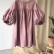 20 new girls Sad cotton linen lanterns 9 points sleeves small clear new A word dress autumn long sleeve