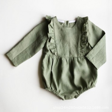 INS explosion model long sleeve solid color cotton and linen newborn hara flying sleeves baby lunar clothing