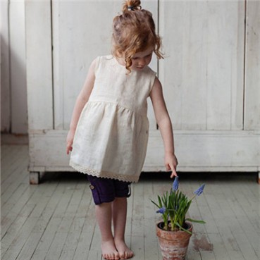 INS explosion models cotton and linen comfortable sleeveless baby pleated skirt solid color girl princess dress