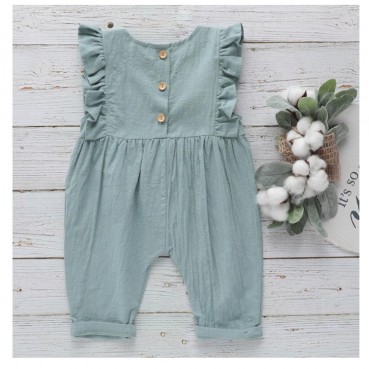 INS new girls solid color cotton linen pants children sleeveless coated clothes cotton linen children