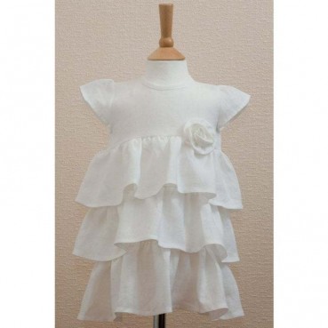 New girls dress cotton and linen solid color three-layer dress princess dress custom wholesale manufacturers spot