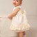 New solid color cotton and linen girls dress lace bow princess skirt childrens dress