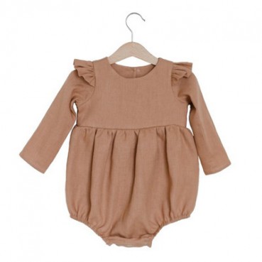 INS explosion models newborn baby continuous clothes long-sleeved baby romper solid color cotton and linen jesit