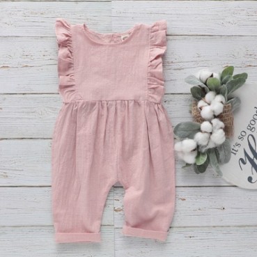 INS new girls solid color cotton linen pants children sleeveless coated clothes cotton linen children