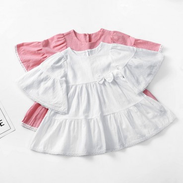 INS new girl lace cake skirt solid color cotton and linen girl princess dress fashion girl three-layer skirt children