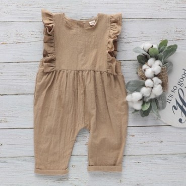 INS new girls solid color cotton linen pants children sleeveless coated clothes cotton linen children