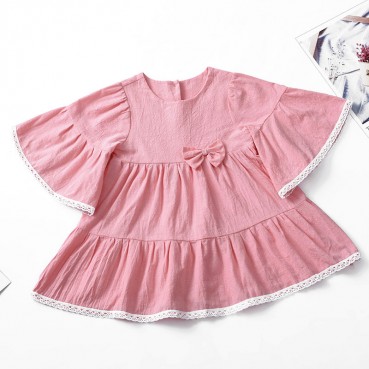 INS new girl lace cake skirt solid color cotton and linen girl princess dress fashion girl three-layer skirt children