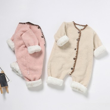 Autumn and winter new baby lamb fleece co-affected clothing baby romper thickening warm suggestion baby children