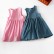 New spot girls dress cotton linen purple summer sleeveless girl pleated dress cotton linen dress